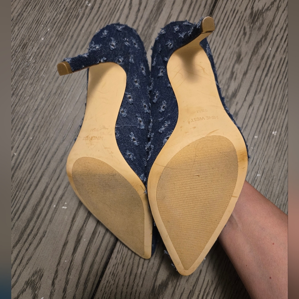 Nine West Denim Distressed Heels - Picture 2 of 2